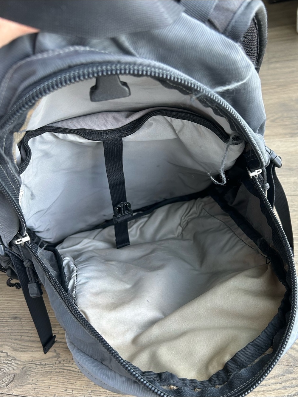 The North Face Gray and Black Backpack with Mesh Pockets - Picture 9 of 11